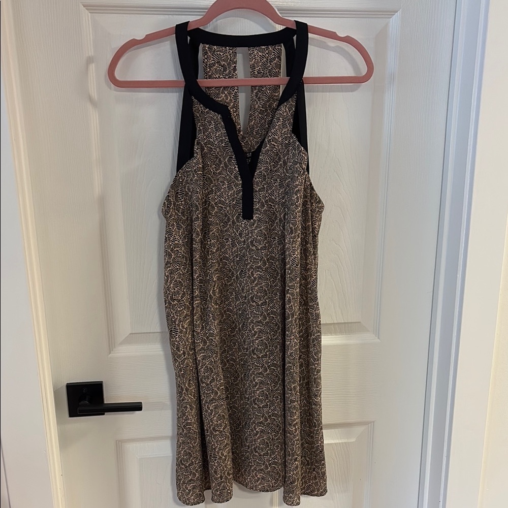 Black and Tan Sleeveless Mini Dress